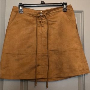 Suede lace up mini skirt